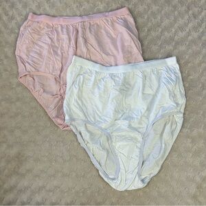 Comfort Choice Cotton Brief Underwear Size 7 Pink White